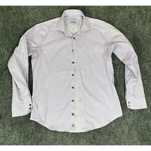 Twillory Dress Shirt Mens 16 34/35 Pink/Purple/White Non-Iron Safe Cotton‎ L/S